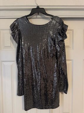 Forever 21 Metallic Black Sequin Midi Dress